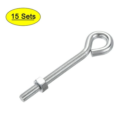 

Uxcell M6x60mm Eye Hook Screw Kit Carbon Steel White Zinc Plating 15 Pack