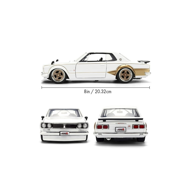 Jada 1971 Nissan Skyline GT-R, White/Gold Toys 37021-1/24 Scale