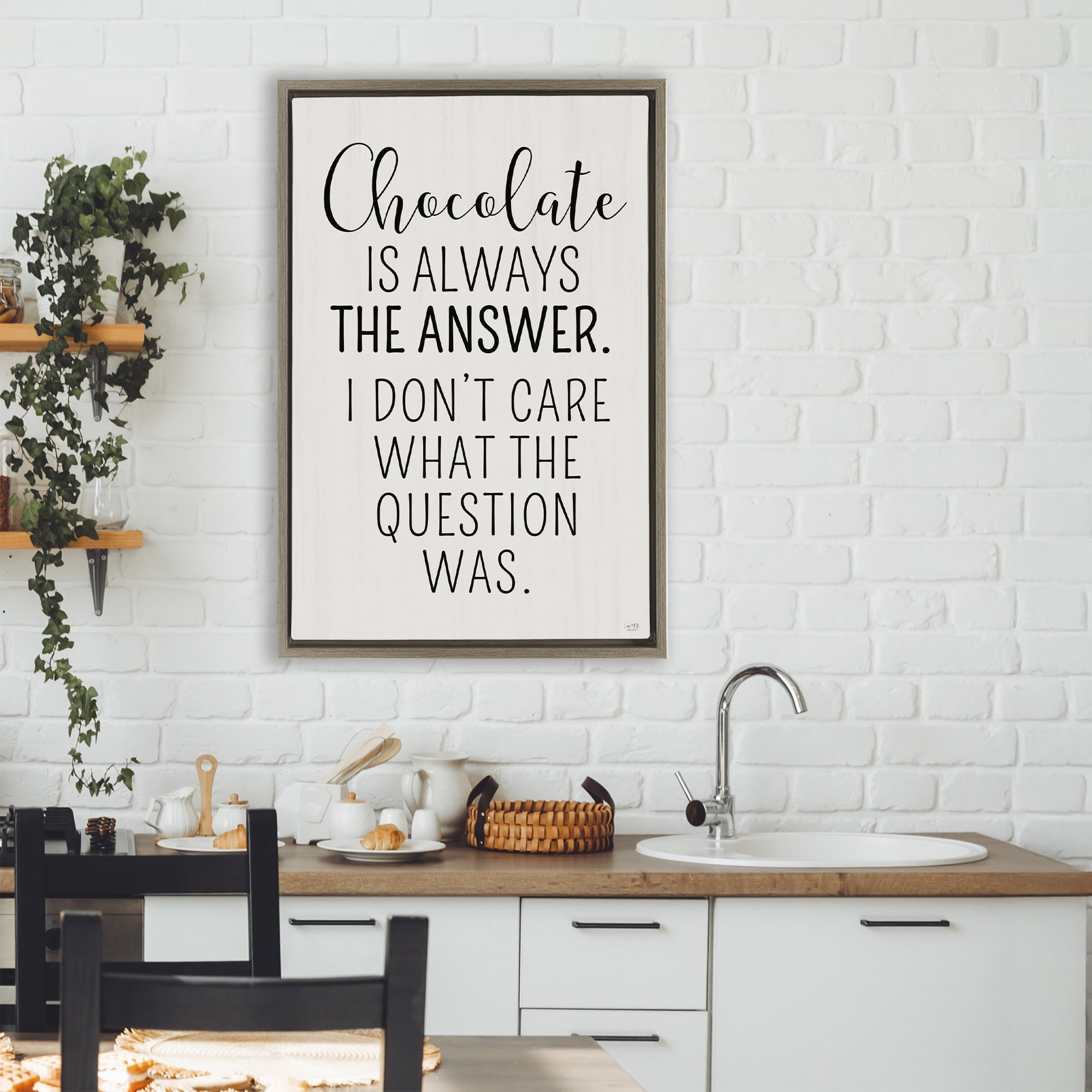 Stupell Industries Chocolate Is Always The Answer Brown Framed Floater Canvas Wall Art, design by Lux + Me Designs