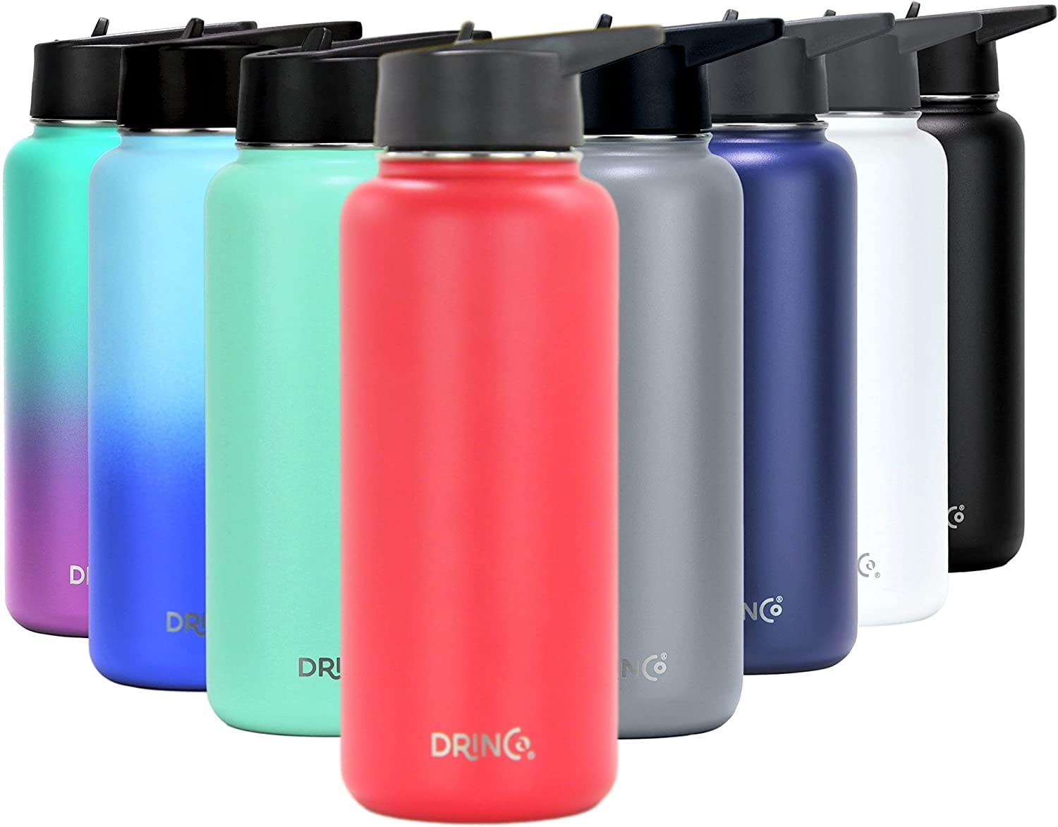  Drinco Stainless Steel Vacuum Insulated Water Bottle, Slim, Double Wall, Wide Mouth, Triple Insulated, Powder Coated Durability, 18/8 Grade