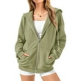 thumbnail image 2 of Women's Zip Up Hoodies Plus Size Drawstring Long Sleeve Solid Color Sweatshirts Fall Winter Fashion Casual Hooded Jacket, 2 of 8