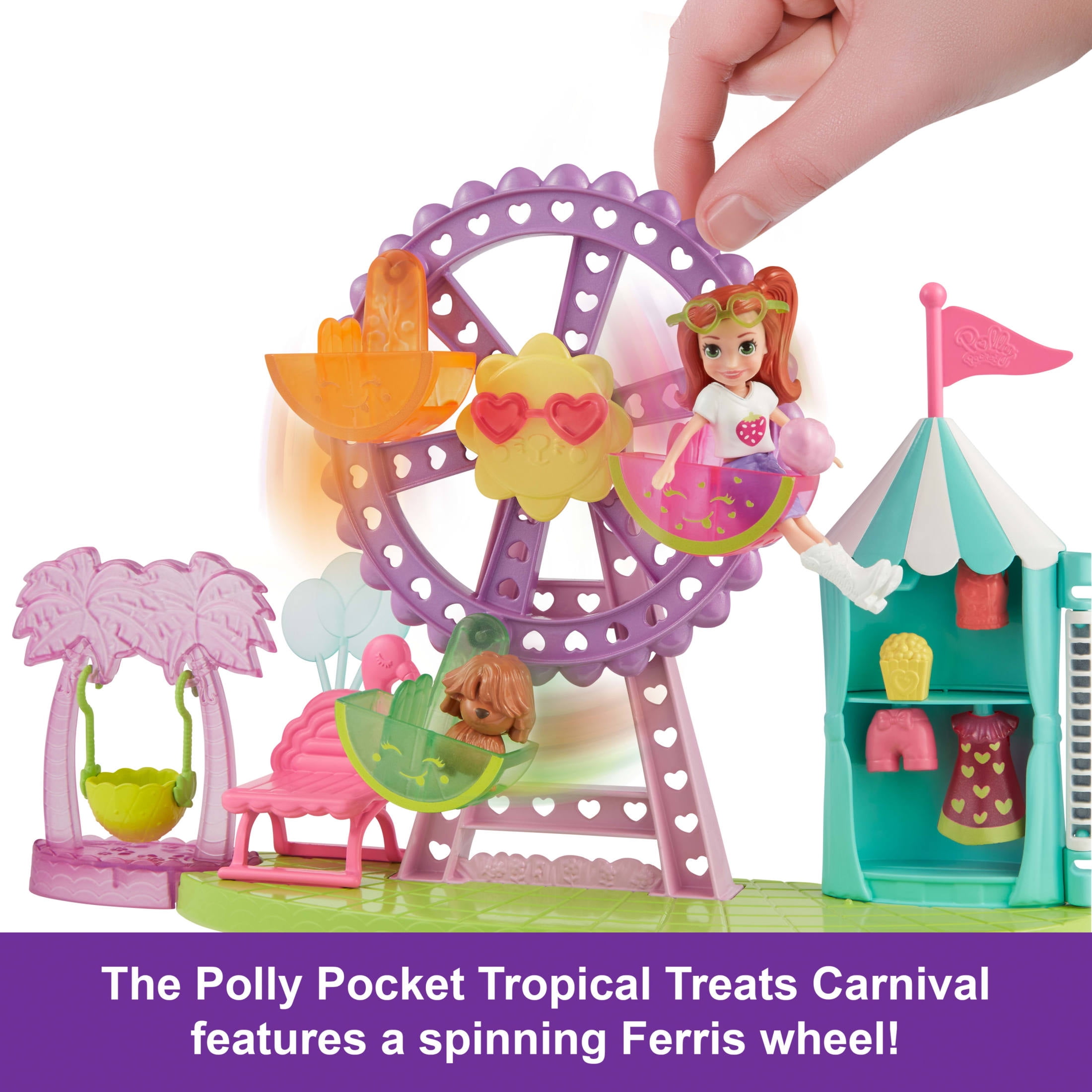 Polly Pocket Tropical Treats Carnival Playset with 3-inch Lila