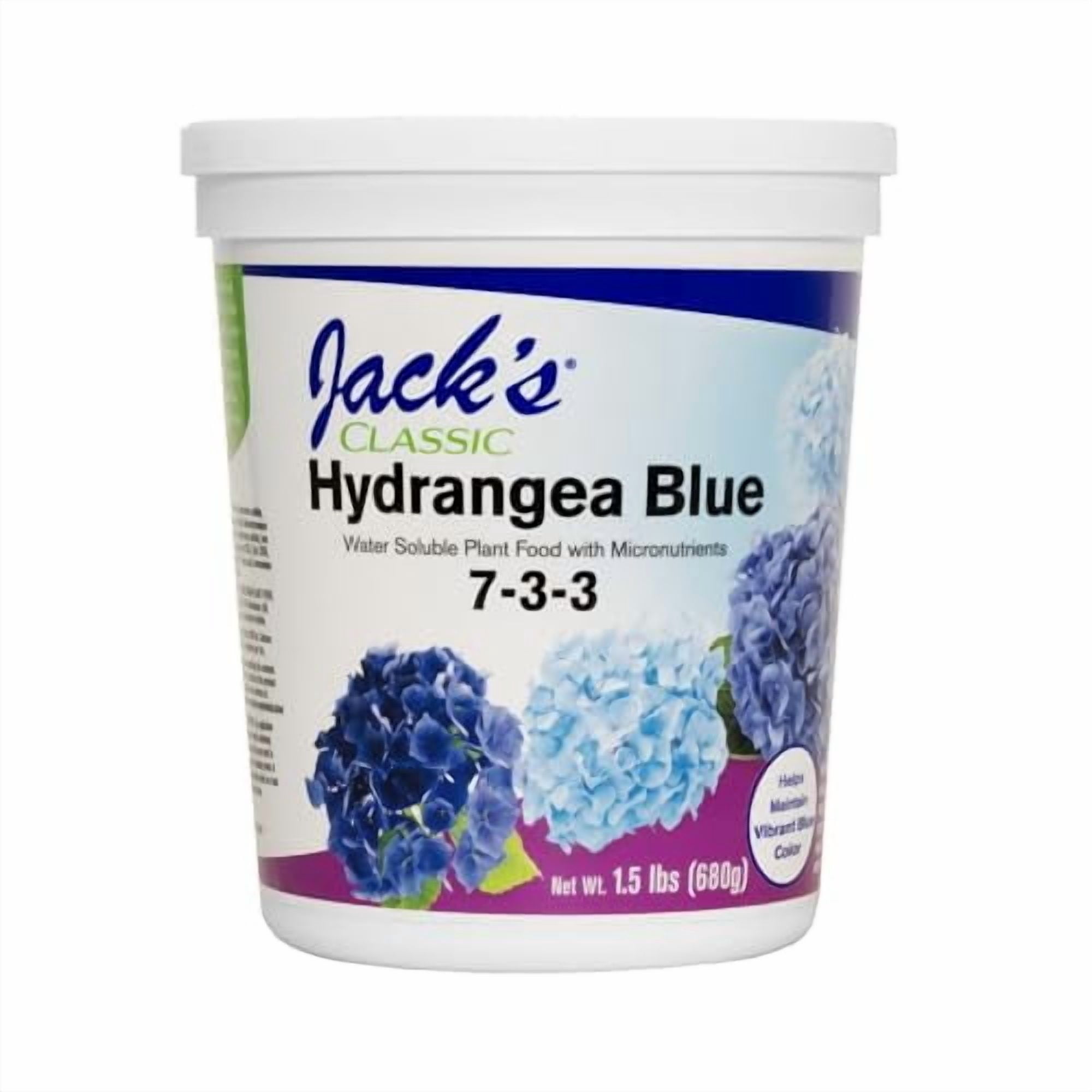 Jack's Classic 7-3-3 Hydrangea Blue Water-Soluble Fertilizer with Micronutrients to Enhance Blue Flowers, 1.5lbs