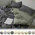 thumbnail image 7 of Uutvery 4-Piece Bedding Set, Soft Washed Polyester, Reversible Design, Light Green Light Camel, Includes Duvet Cover Flat Sheet and 2 Pillowcases, Queen Size Bedding, 7 of 7