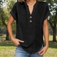 thumbnail image 2 of Womens Spring Short Sleeve T Shirts Fashion Tees V-Neck Summer Solid Color Loose Fit Tops, 2 of 5