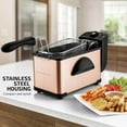thumbnail image 4 of OVENTE Electric Deep Fryer 2L Capacity, Lid with Viewing Window, Adjustable Temperature, Removable Frying Basket & Cool Touch Handle, 1500W Power, Easy to Clean Stainless Steel Body, Copper FDM2201CO, 4 of 9