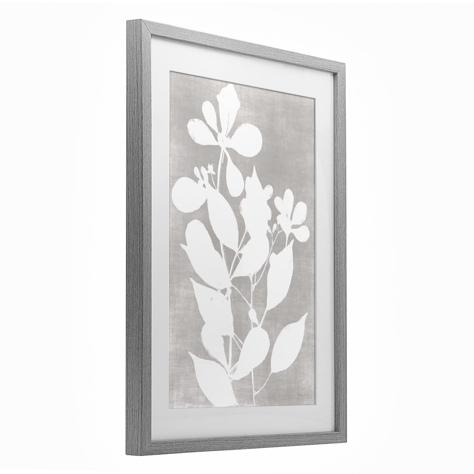 Stupell Industries Minimalist Foliage Impression Gray Framed Print Under Glass, design by Stellar Design Studio