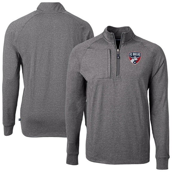 Men's Cutter & Buck Heather Black FC Dallas Big & Tall Adapt Eco Knit Quarter-Zip Top