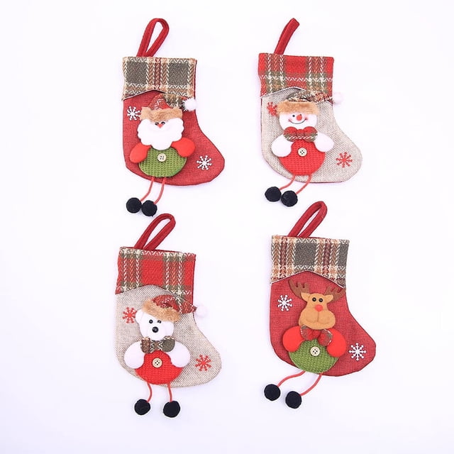 Decoraciones de medias navideñas, paquete de 4 artículos navideños lindos para la familia