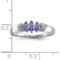 thumbnail image 5 of Sterling Silver Rhodium 3 Stone Tanzanite And Diamond Ring (Size 8) Made In China qr6790tz-8, 5 of 5