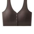 thumbnail image 4 of Women's Wide Strap Front Snap Comfortable Bra, Stretchy Wireless Daily Wear Bralette Coffee One Size, 4 of 5