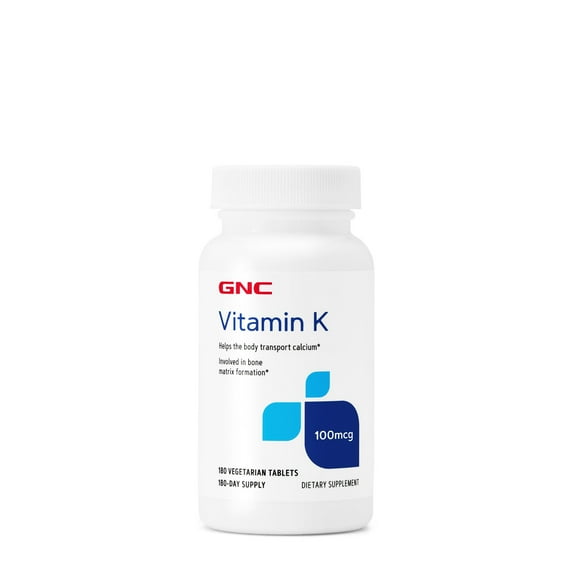 GNC Vitamin K 100mcg, Helps Body Transport Calcium, 180 Tablets