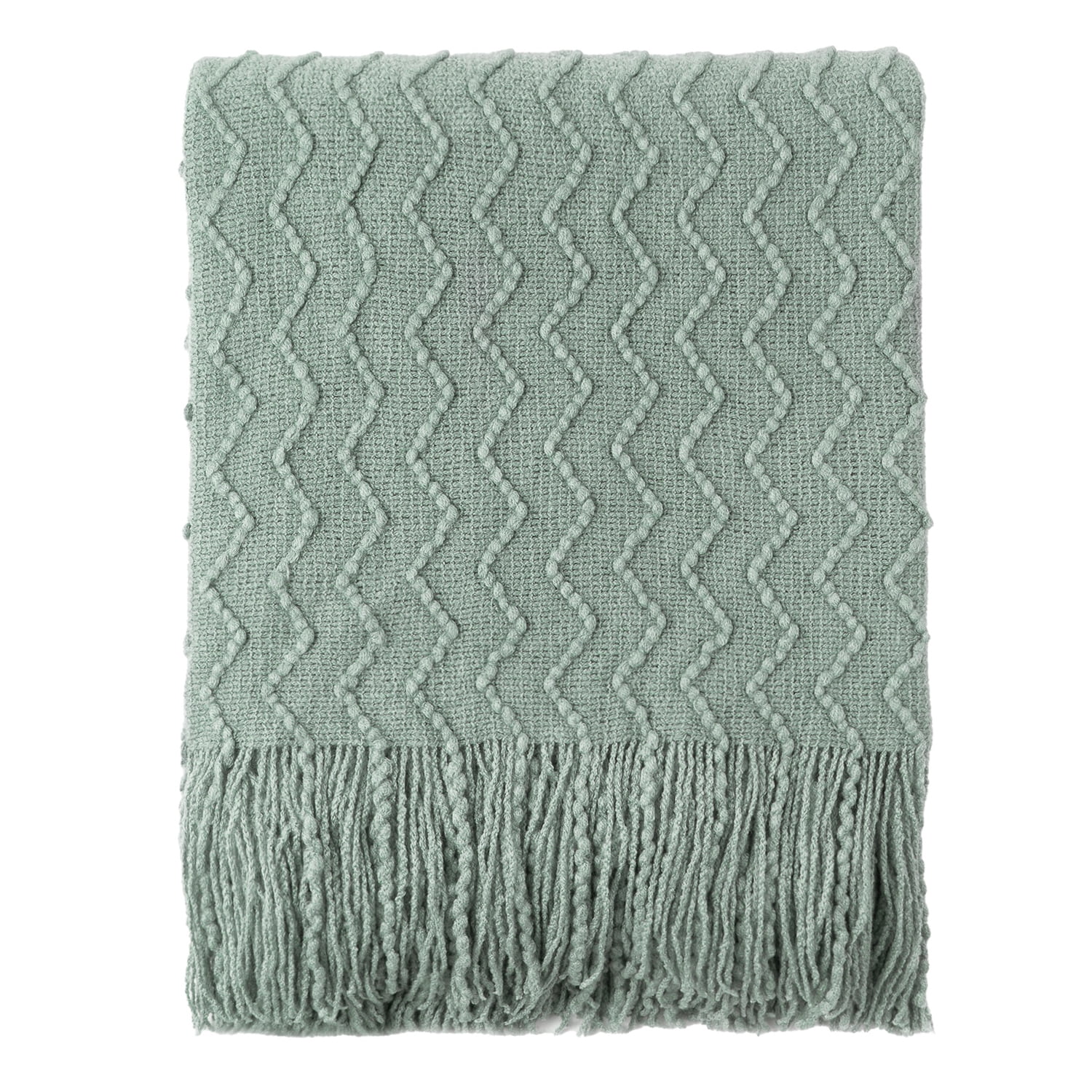 Battilo Sage Green Throw Blanket for Couch,Knitted Boho Sage Throws,Green Blanket for Spring,50"x60"