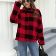 thumbnail image 4 of Oksale Vintage Plaid Jackets for Women Fluffy Fleece lined Jacket Lapel Collar Checked Coats No Hood Button Down Long Sleeve Coat Thicken Warm Winter Jacket 2025 Red M, 4 of 6