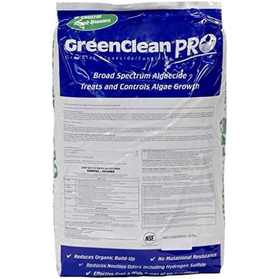 GreenClean Pro Granular Algaecide 50 lb – Fast-Acting Pond & Water Treatment, Kills Filamentous & Blue-Green Algae, Safe for Crops & Aquatic Use
