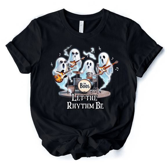 Let the Rhythm Be Ghost Band T-Shirt, Whimsical Music Tee for Guitar Rock Style People