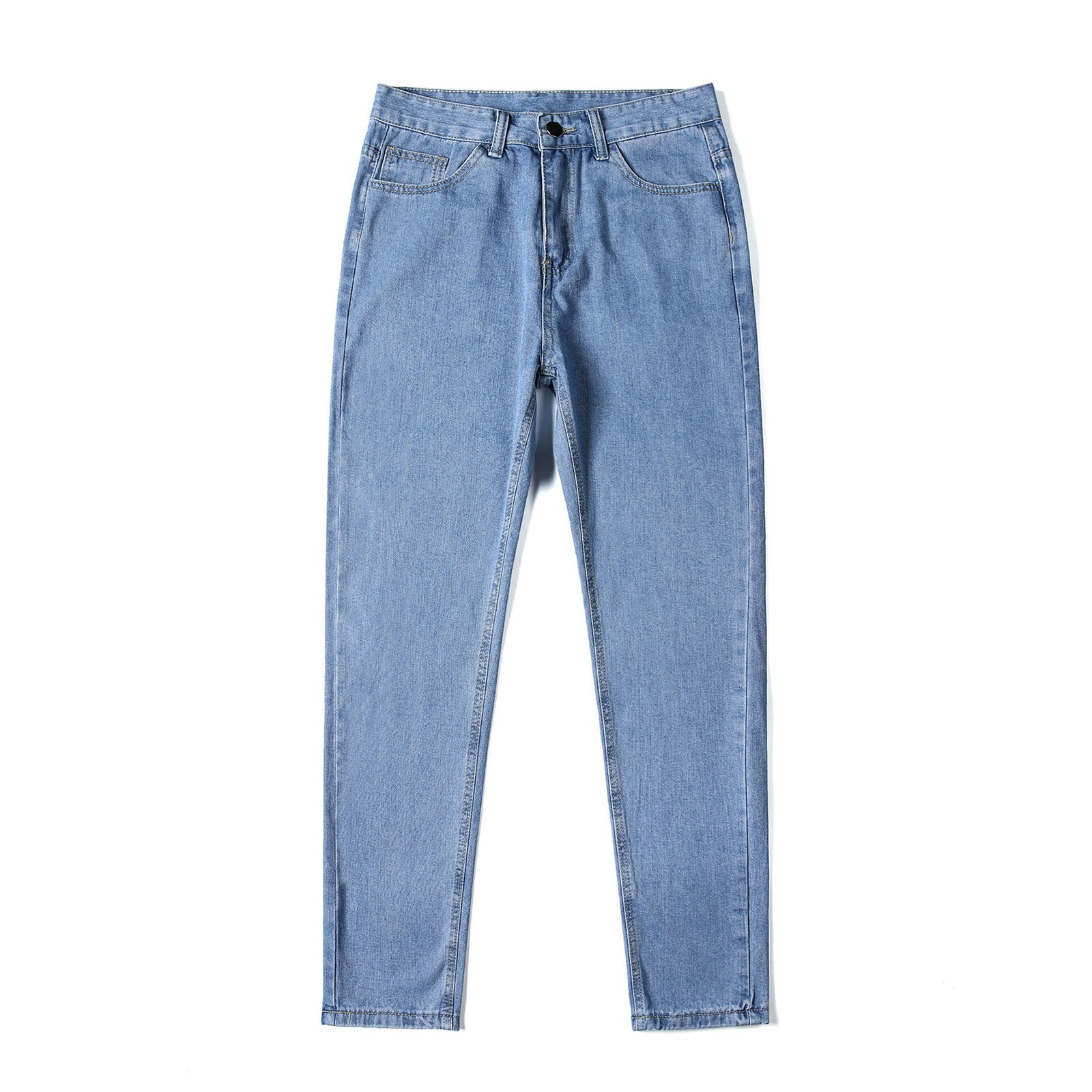 Hanas 2023 Mens Pants Men's Casual Small Straight Jeans Pants Fashion Wide  Leg Pants Solid Color Jeans Light blue M 