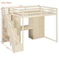 thumbnail image 2 of Harper & Bright Designs Full Size Loft Bed with Storage Stairs, Built-in Dressing Table & Wardrobe, High Loft Bed Frame with Mirror, USB Charging & Lights for Bedroom, Beige, 2 of 20