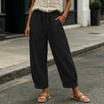 thumbnail image 2 of ibiyuan Business Casual Pants for Women Wide Leg Petite Palazzo Pants Breathable Women Trousers Drawstring Lounge Pants Women with Pockets Cropped Spring Summer Vacation Outfits, 2 of 6