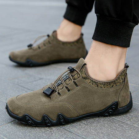 

HIBRO Fashion Men Round Toe Casual Sport Shoes Lace-Up Breathable Soft Bottom Sneakers