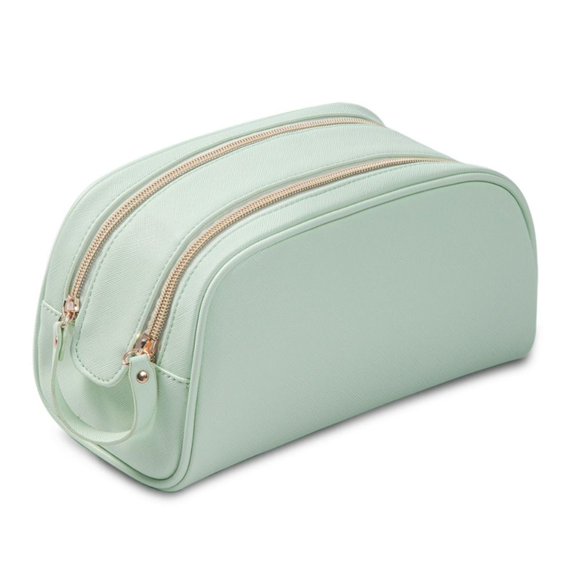 Creative For Women Fashion Solid Color Lager Capacity Pu Leather Candy Color Women Cosmetic Bag Travel Toiletry Bag Makeup Case Storage Bag GREEN