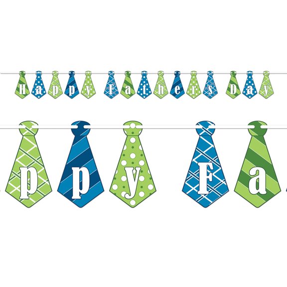 The Beistle 54873 6 in. x 12 ft. Happy Fathers Day Streamer - Blue, Green & White - Pack of 12