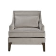 thumbnail image 2 of Martha Stewart Anna Accent Chair - Light Grey Fabric, Solid Wood Frame, Modern Living Room Armchair with Lumbar Pillow, 30" Seat, Dark Coffee Legs, 2 of 7