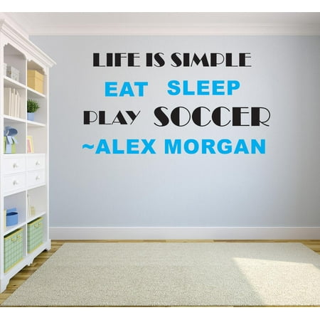 12 Inch Vinyl Decal - Life Is Simple Eat Sleep Play Soccer Alex Morgan Sports Quote Custom Wall Decal Vinyl Sticker 12 Inches X 18 Inches