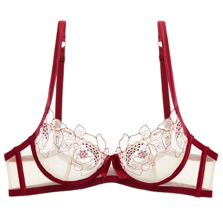 RMGVDSD Women s Beauty Back Bra Women s Sexy Lace Push Up Plus Size Bra Sheer Balconette Underwire Unlined Bralettes Everyday Push Up Bra