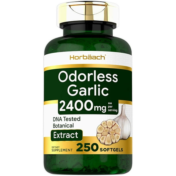 Horbaach Odorless Garlic 2400 mg (250 Softgels) Ultra Potent and Pure