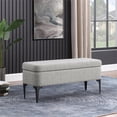 thumbnail image 2 of HomePop Banc de Rangement Moderne Durable en Tissu Tissé de 17,5 Pouces Grand, Gris, 2 of 12