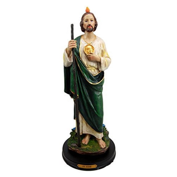 Atlantic Collectibles Saint Jude Thaddeus The Apostle Decorative Figurine With Brass Plate Engraved Base 13" Tall