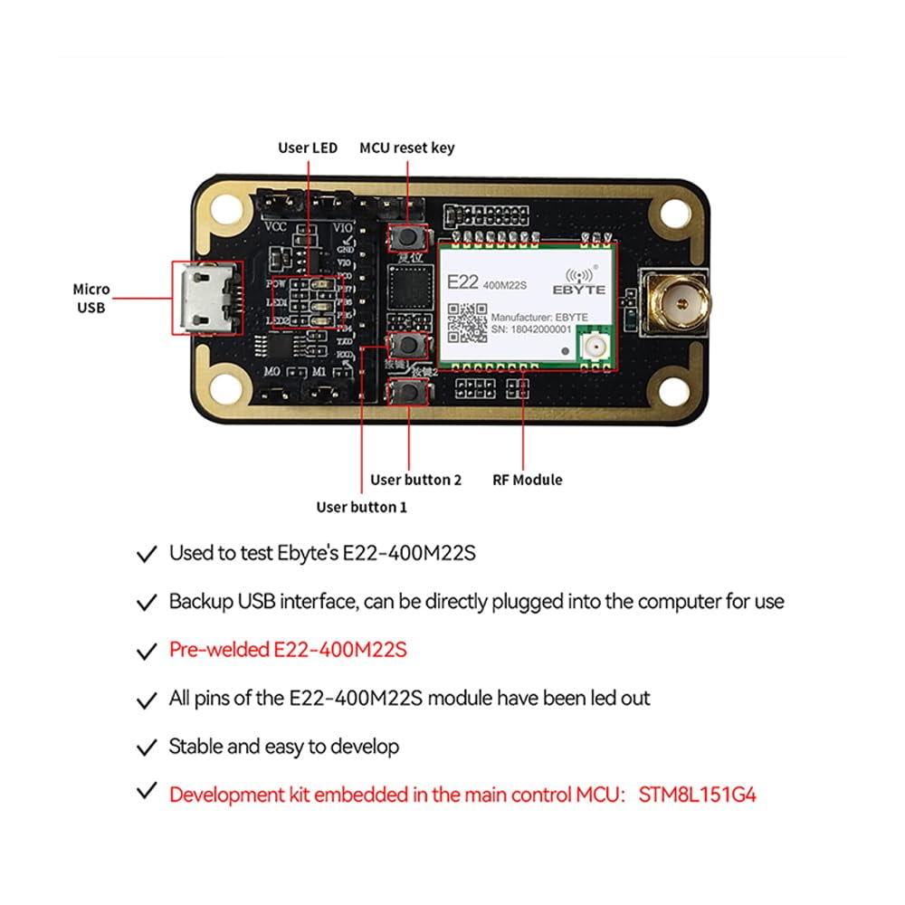 SX1268 Lora Test Board E22-400MBL-01 433MHz 470MHz Development Test Kit for E22-400M22S