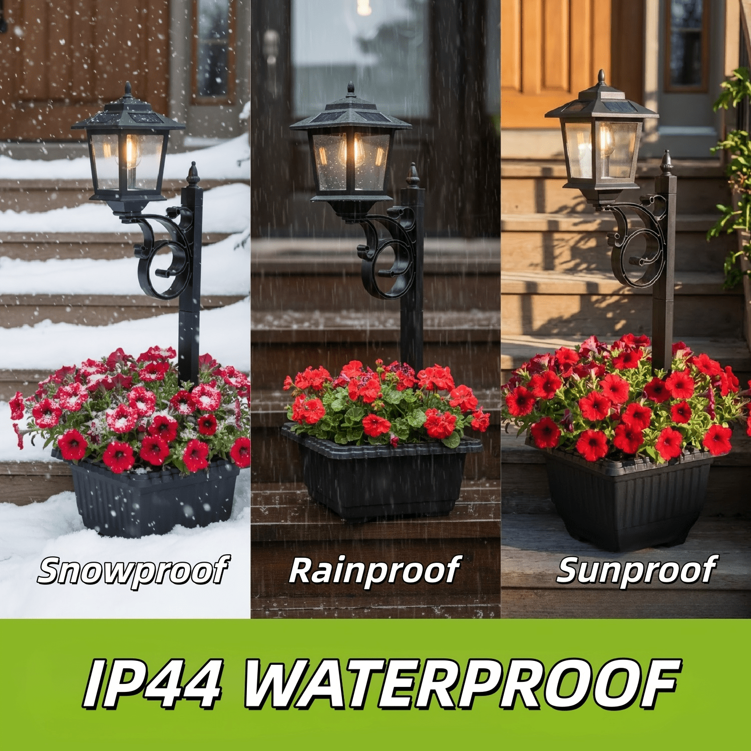 HOODINK 2-Pack Solar Post Lights Outdoor with Planter, 2-in-1 Waterproof Solar Lamp Post for Garden, Patio & Lawn, 3000K Warm White Decorative Flower Pot Lights for Pathway & Yard