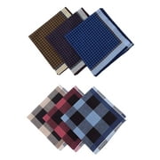 Segolike 6PCS Plaid Handkerchief Assorted Color 40cmx40cm Pocket Square Suit Hankies