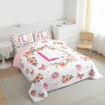 thumbnail image 3 of Homewish Monogrammed L Theme Full Size Comforter Sets,Flying Butterfly Lovely Floral Bedding Comforter Set,Pink White Bedding Sets For Girl Teens,Ultra Soft Bedroom Decor Reversible,3pcs, 3 of 8