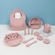 thumbnail image 4 of Juego de vajilla de silicona para niños, vajilla complementaria para alimentación de bebés, pantuflas, cuencos, cucharas, platos de cena y baberos, juego de 15 piezas, 4 of 5