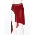 thumbnail image 6 of Kaerm Women Rhinestone Lyrical Dance Skirt Split Irregular Hem Skirt Figure Ice Skating Dancewear Burgundy XL, 6 of 7