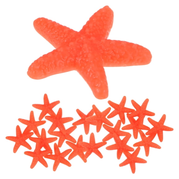 Paquete de 20 decoraciones de estrella de mar, decoración de mini estrella de mar de PVC de 0.9" para acuario/decoración de pecera/playa [Naranja]