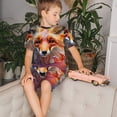 thumbnail image 4 of Balery Color Splash Fox Portrait Conjunto de Pijama Infantil de Manga Corta con Estampado – Ropa de Dormir de Algodón Suave-Medium, 4 of 6