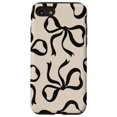 thumbnail image 1 of Funda de teléfono para iPhone SE (2020) /7/8, bonita estética de coqueta, lazos negros sobre beige crema, 1 of 3