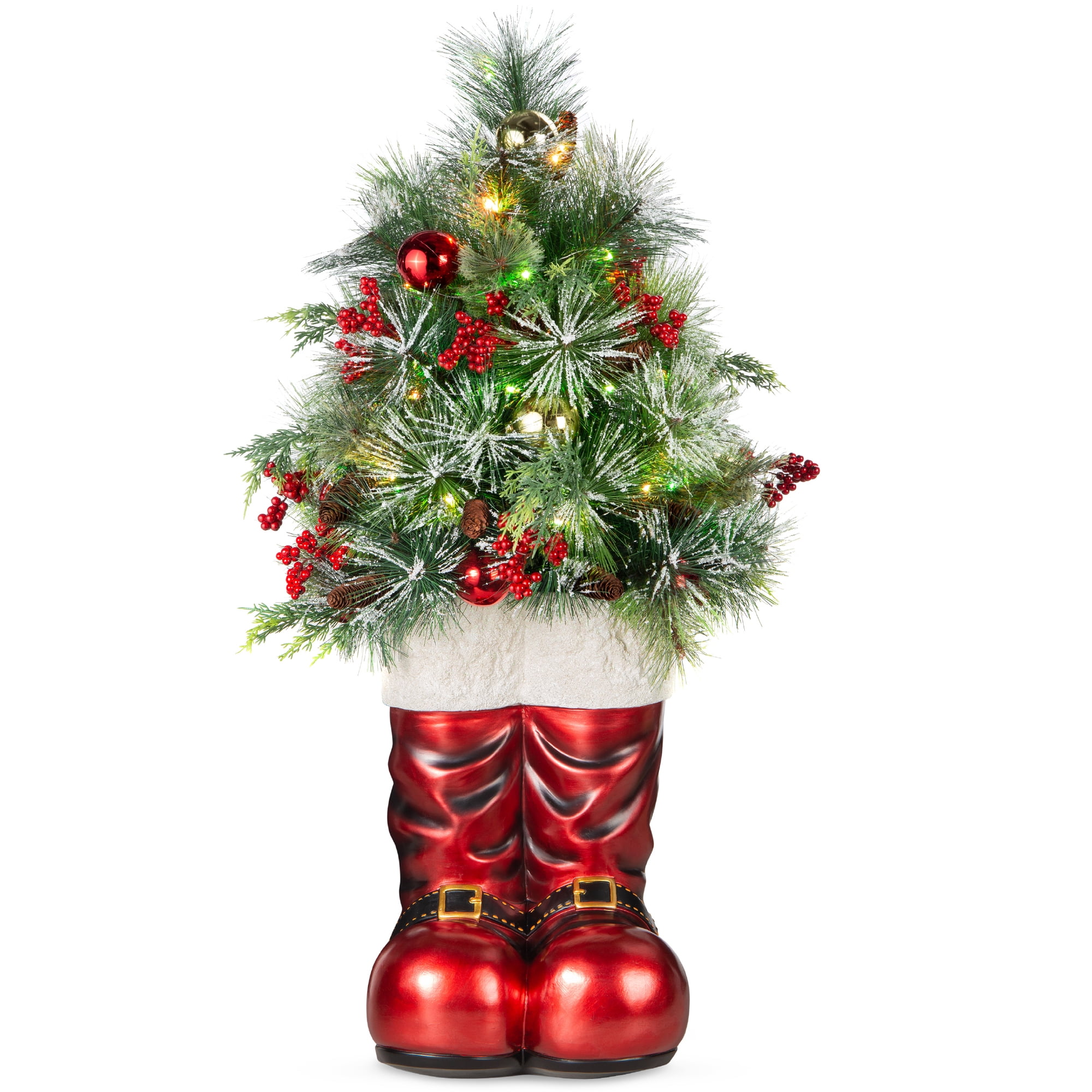 Best Choice Products 40in Santa Boots Decoration w/ Pre-Decorated