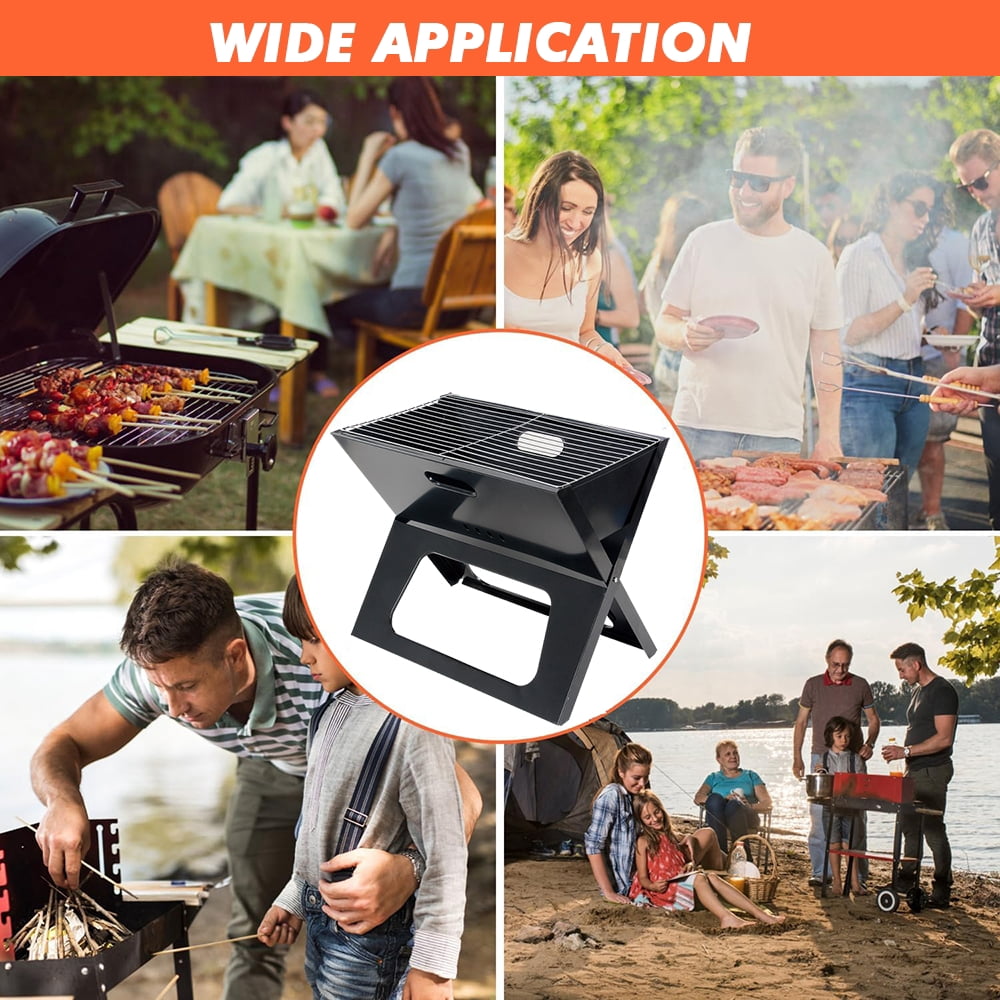 INTELIVE 17.5in Folding Camping Barbecue Grill, Portable Charcoal Grill, Foldable Camping Grill for Outdoor Barbecue Picnic