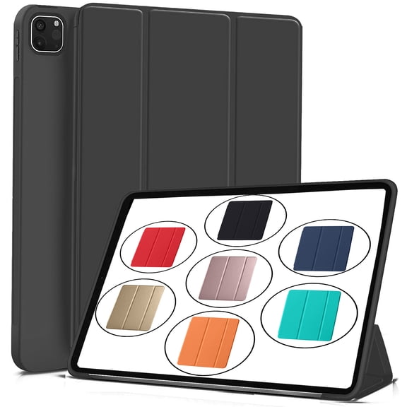iPad PRO 11 Inch 2nd 3rd 4th Gen A2228 A2068 A2230 A2231 MY232LL/A MXDC2LL/A MXDE2LL/A Smart Trifold Lightweight Soft Silicone TPU Back Case - Black