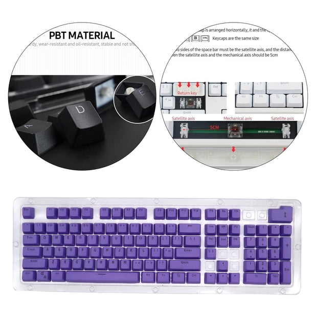 Teclas decorativas de bricolaje PBT 104 teclas para mecánico 87104, profesional universal con extractor de teclas, accesorios profesionales du Púrpura Soledad Teclas de teclado