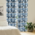 thumbnail image 2 of Ambesonne Blue Curtains, Diamond Shaped Patchworks, Pair of 28"x63", Blue Black, 2 of 5