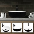 thumbnail image 6 of FULLWATT Black and White Ceramic Bathroom Sink, Above Counter Porcelain Vessel Sink with Black Faucet and Pop up drain Combo, Round, 6 of 10