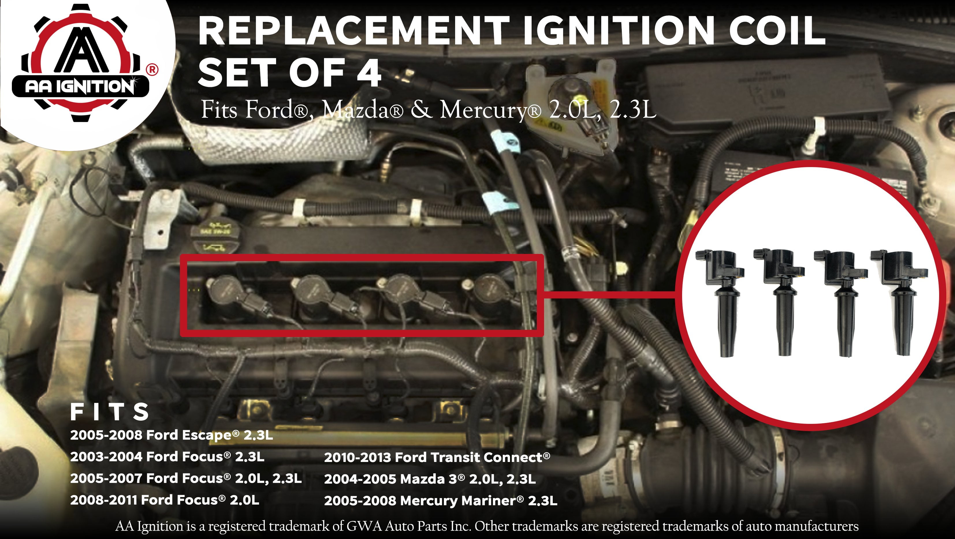 Ignition Coil Pack Set Of 4 Replaces Dg541 Dg507 4m5g12a366bc Ignition Coil Pack Set Of 4 Replaces Dg541 Dg507 4m5g12a366bc C1453 Fits Ford Escape Focus Transit Connect Mercury Mariner Mazda 3 2 0l