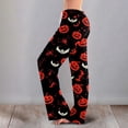 thumbnail image 3 of Garbnen Halloween Pajama Pants Women Pumpkins Print Womens Lounge Pants Soft Cute Elastic Waist Fall Winter Wide Leg Women Sleep Pants Red M, 3 of 6