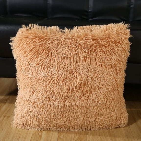 Firefly Hope 2Pcs 17*17in Soft Short Plush Decorative Pillow - Home Accent Cushion for Sofa & Bedside Decoration, Khaki
